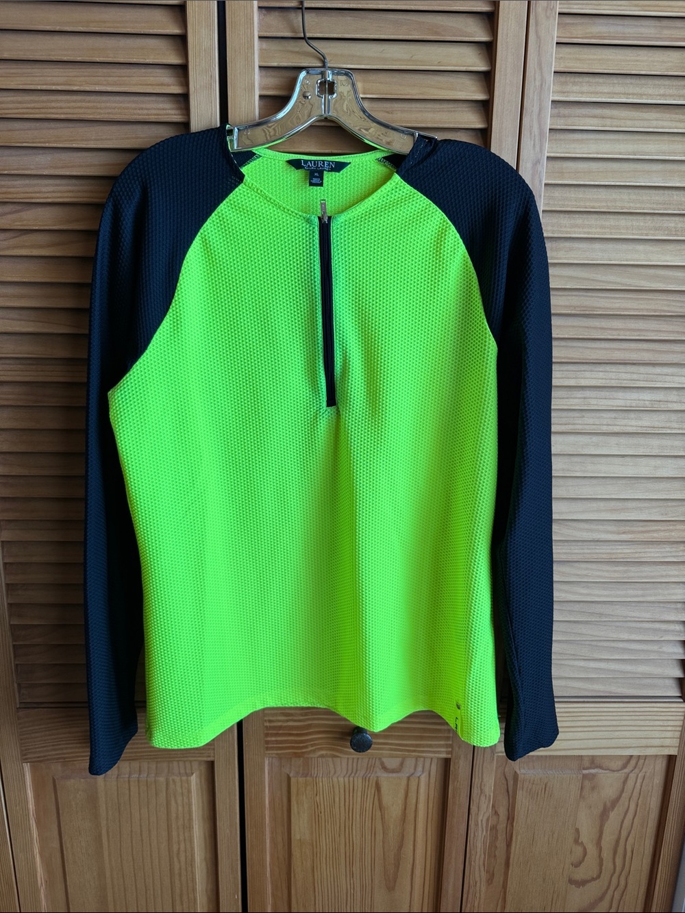 Lauren Ralph Lauren Neon Green and Black Long-Sleeve Top